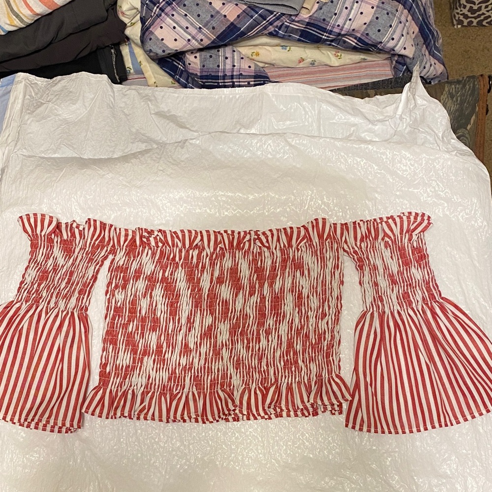 Red and White Striped Kids Tank Top